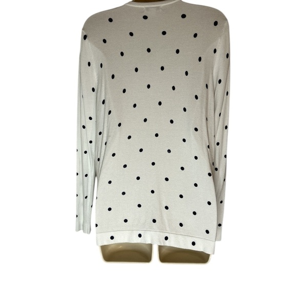 Croft & Barrow White and Black Cardigan with Polka Dot Pattern - Picture 2 of 7